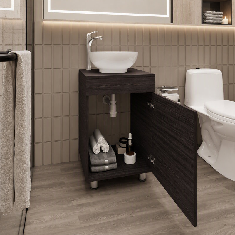 Meuble-lavabo avec lavabo intégré Wengue, Marron foncé