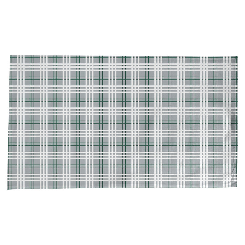 Nappe en mélange de coton à carreaux, Gris / vert forêt / blanc