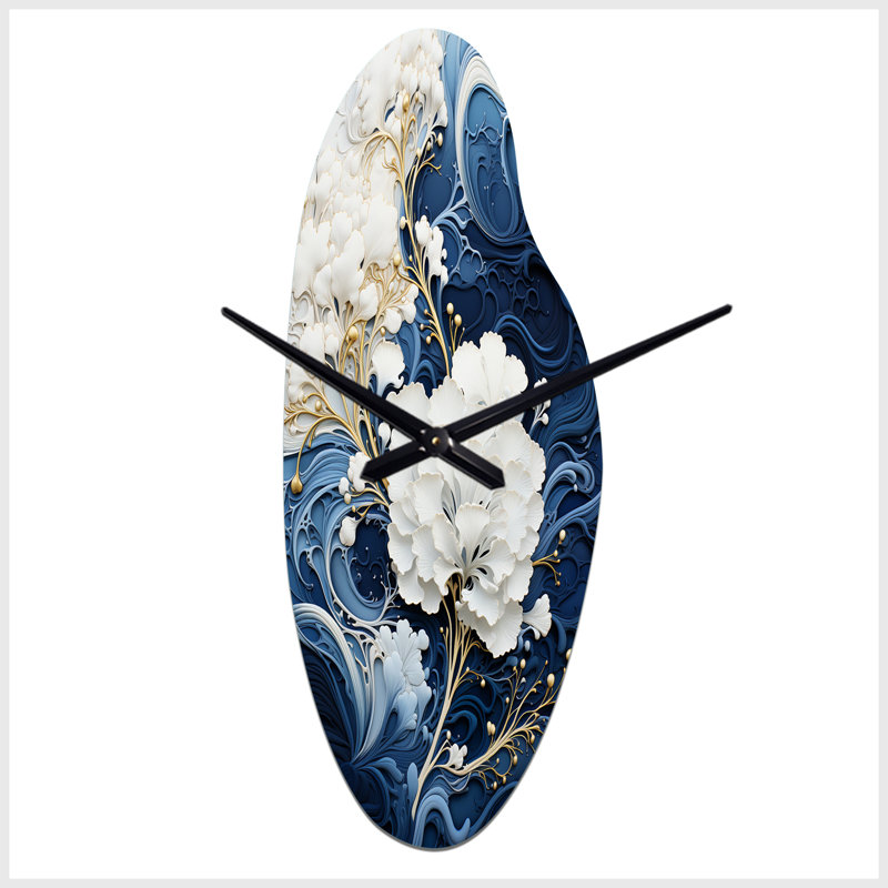 Liquid Ink Spiral III - Curved Shape Large Gold Wall Clock - Unique Shape, Large