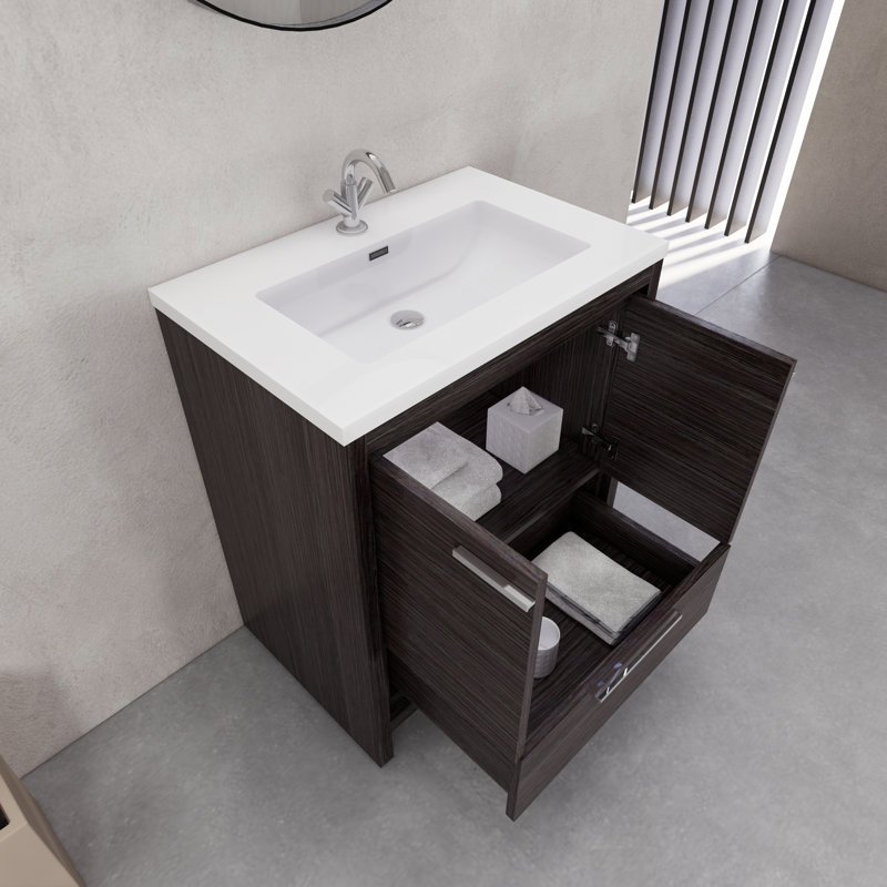 Ensemble de meuble-lavabo simple 29,6 po Eden, Gris foncé