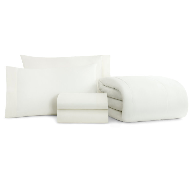 Arkwright 100% Polyester Soft All Season Bed in a Bag Comforter Set, White, Twin Comforter + 4 Additional Pieces
