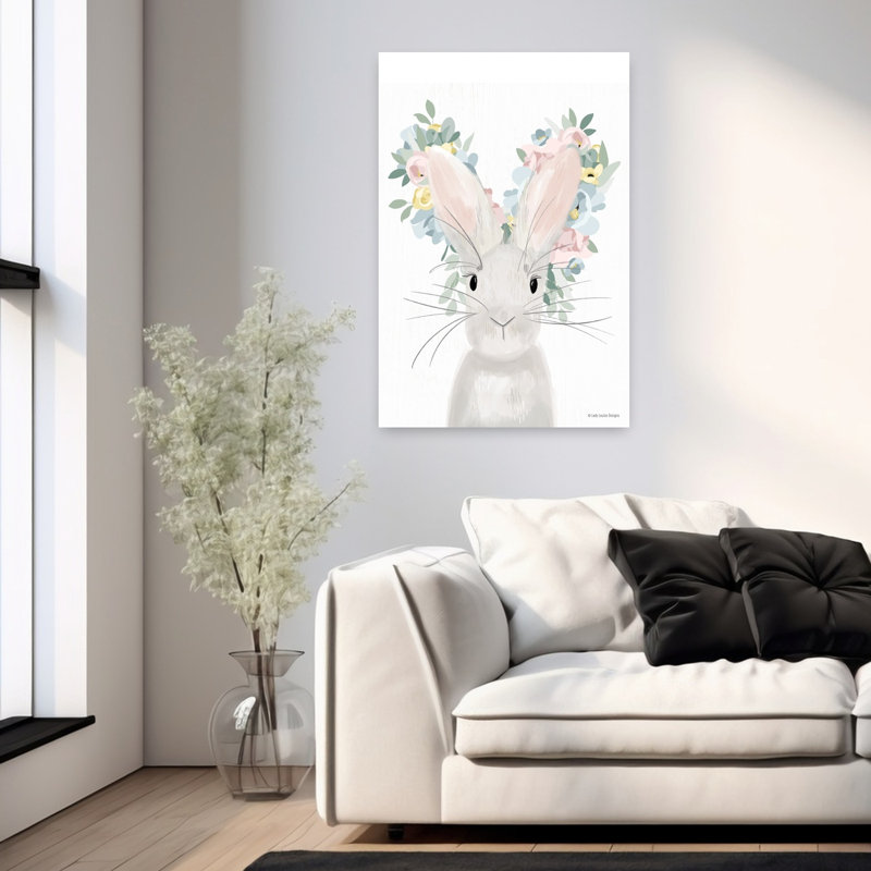 Art floral de lapin floral, H 36 po x l 24 po