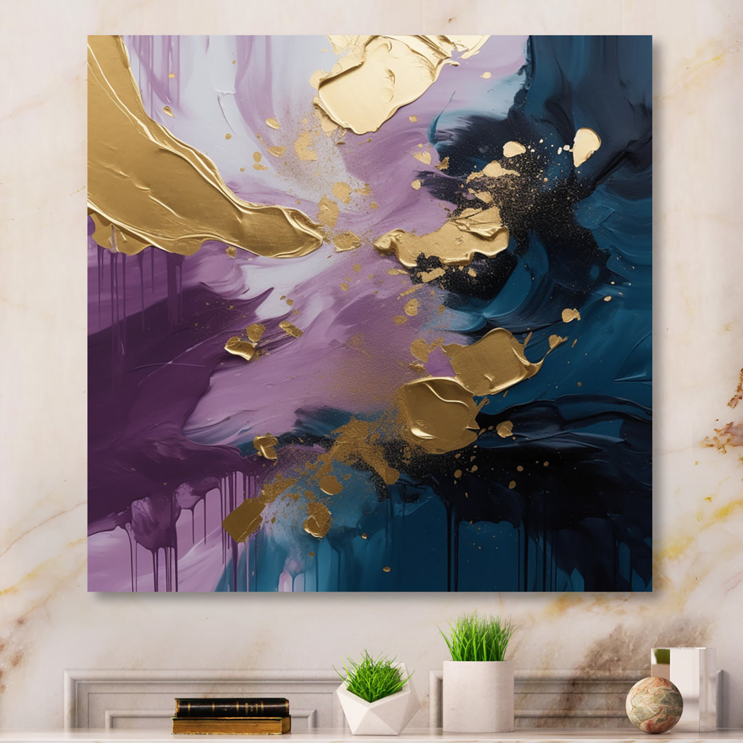 Purple And Blue Realities On Canvas IV - Abstract Painting Wall Art Ivy Bronx
