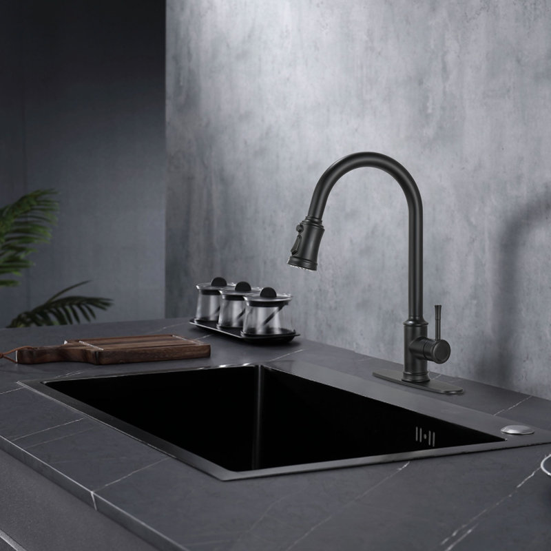 golden yard Pull Down Kitchen Faucet, Black