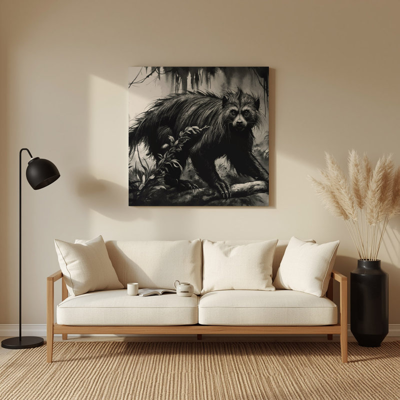 Faune, art mural gris Binturong, H 16 po x l 16 po