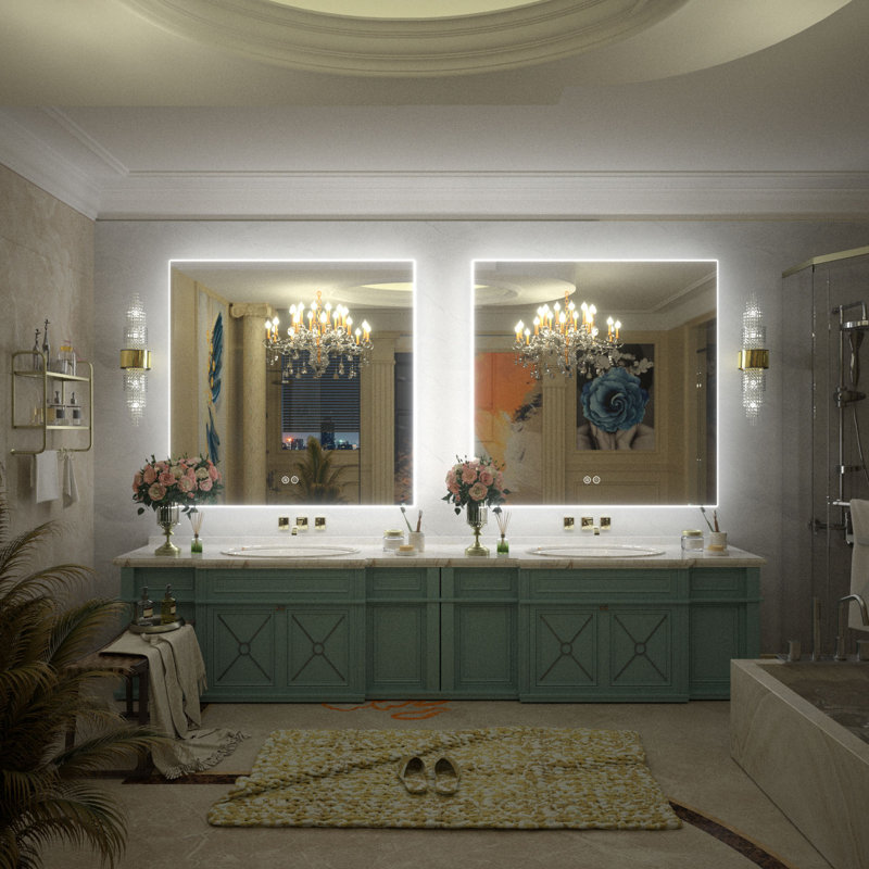 Wayfair Basics® UL Certified LED Anti-Fog Tempered Glass Bathroom/Vanity Mirror, 38" x 38"