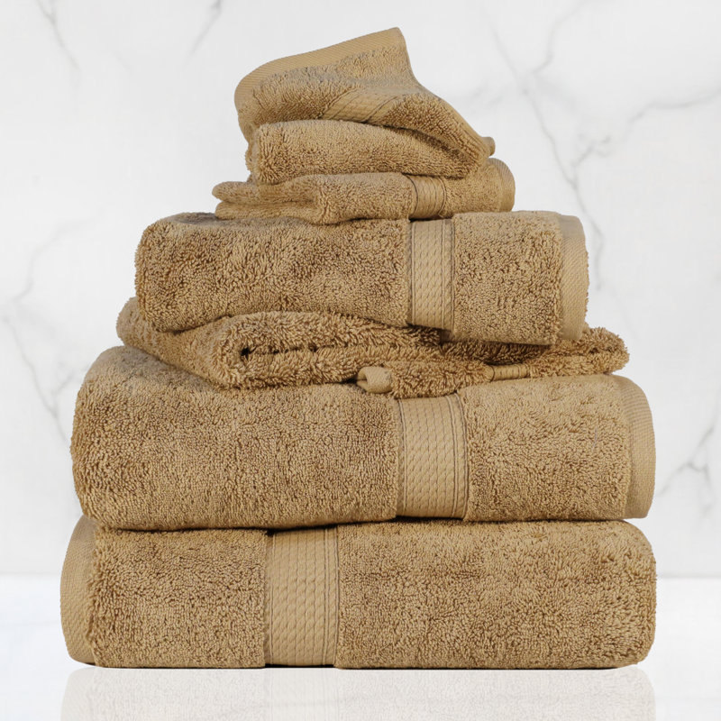 Ensemble de serviettes de bain en coton égyptien certifié Scotia, Grillé, Ensemble de serviettes 6 pièces (2 salles de bain