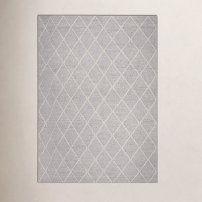 Russo Gray Hand-Woven Geometric Flatweave Rug