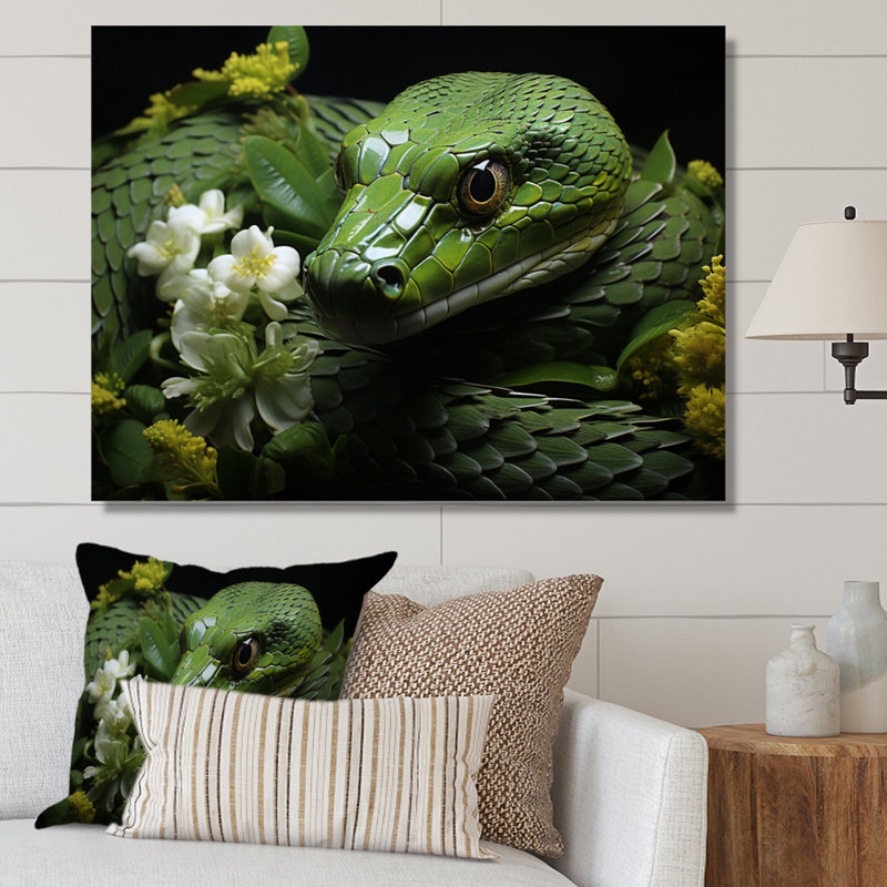 «Snake Serpentine Whispers», reproduction d'art sur toile, H 30 po x l 40 po x P 1,5 po, Toile tendue