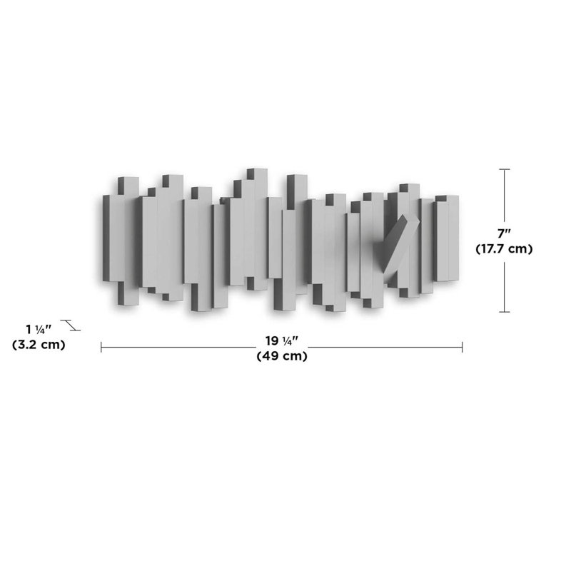 Plastic Wall 5 - Hook Coat Rack, Grey