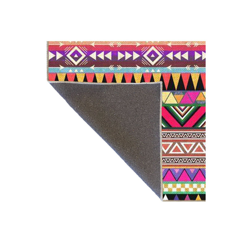 Tapis multicolore à motif géométrique mélangé à motif géométrique rétro lavable à la machine, Rectangle 4 pi 7 po x 6 pi 7 po