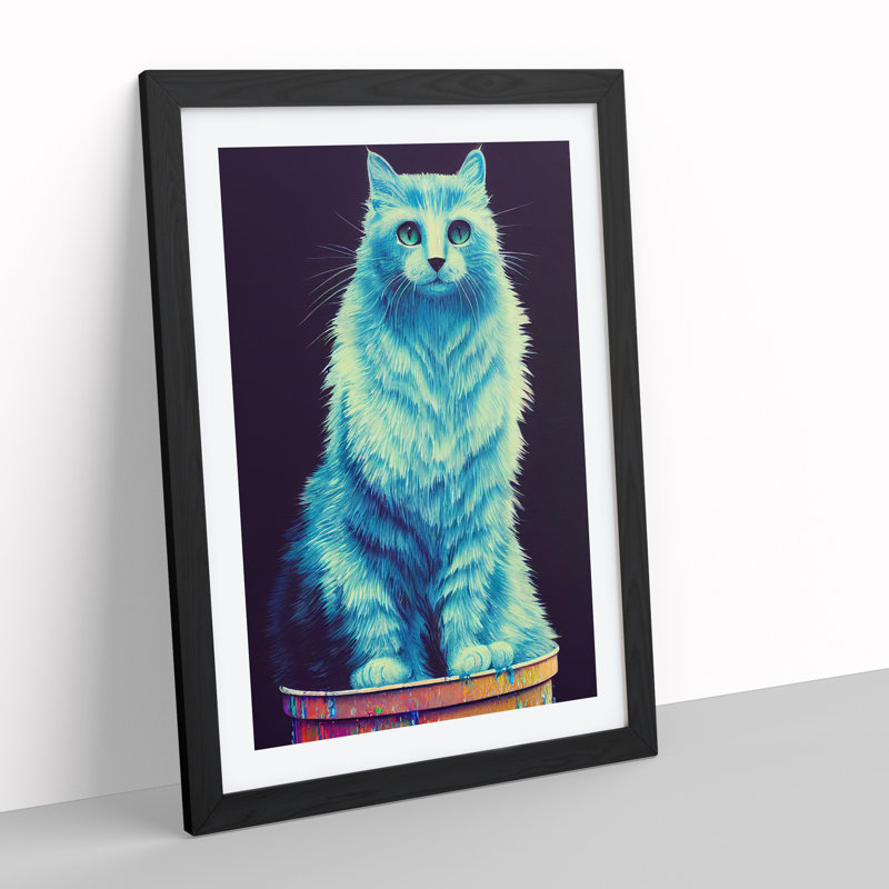 XV1022-4189X Street Cat - Single Picture Frame Print, Black, 64cm H x 46cm W x 2cm D
