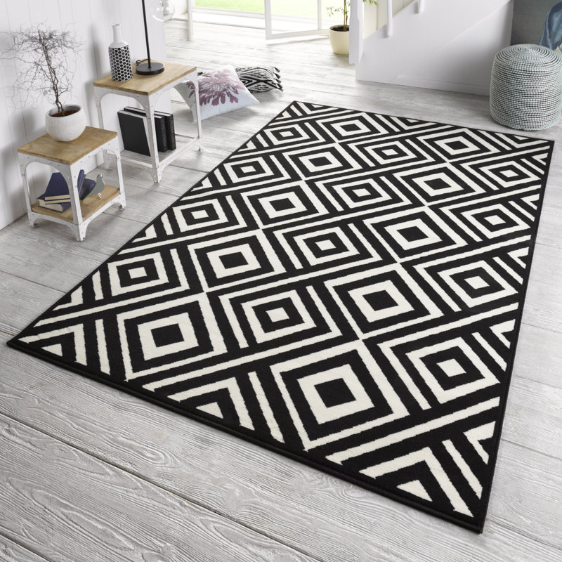 Velours Machine Woven Black/White Indoor Rug, Rechteckig 200 x 290 cm