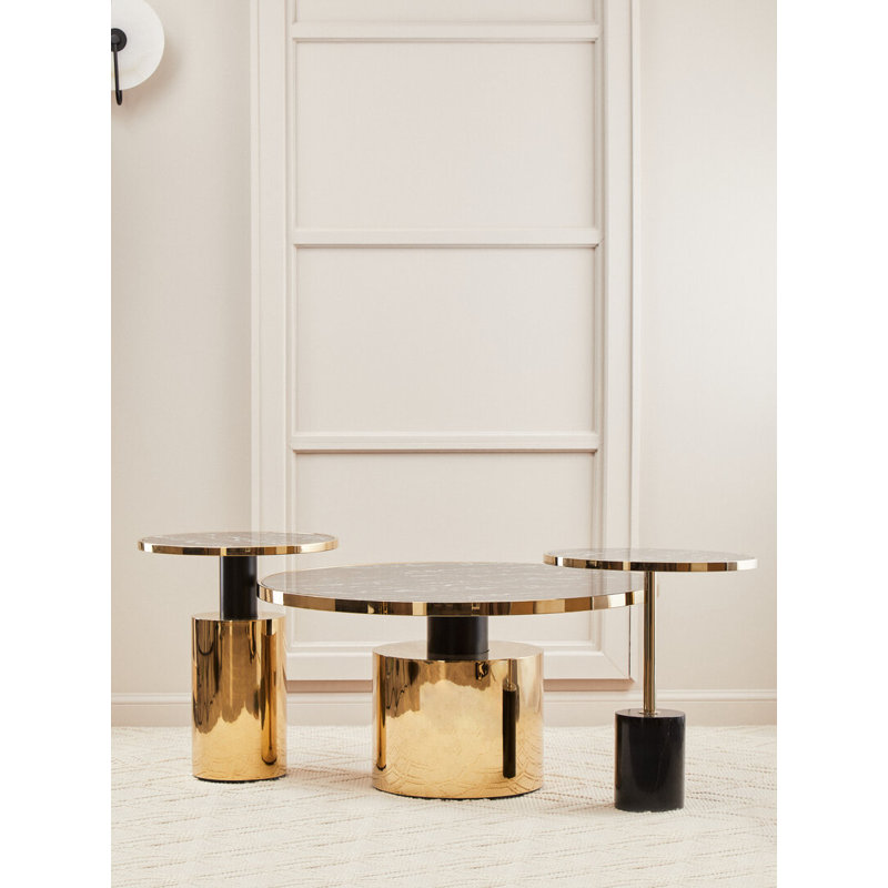 End Table, Gold/Black