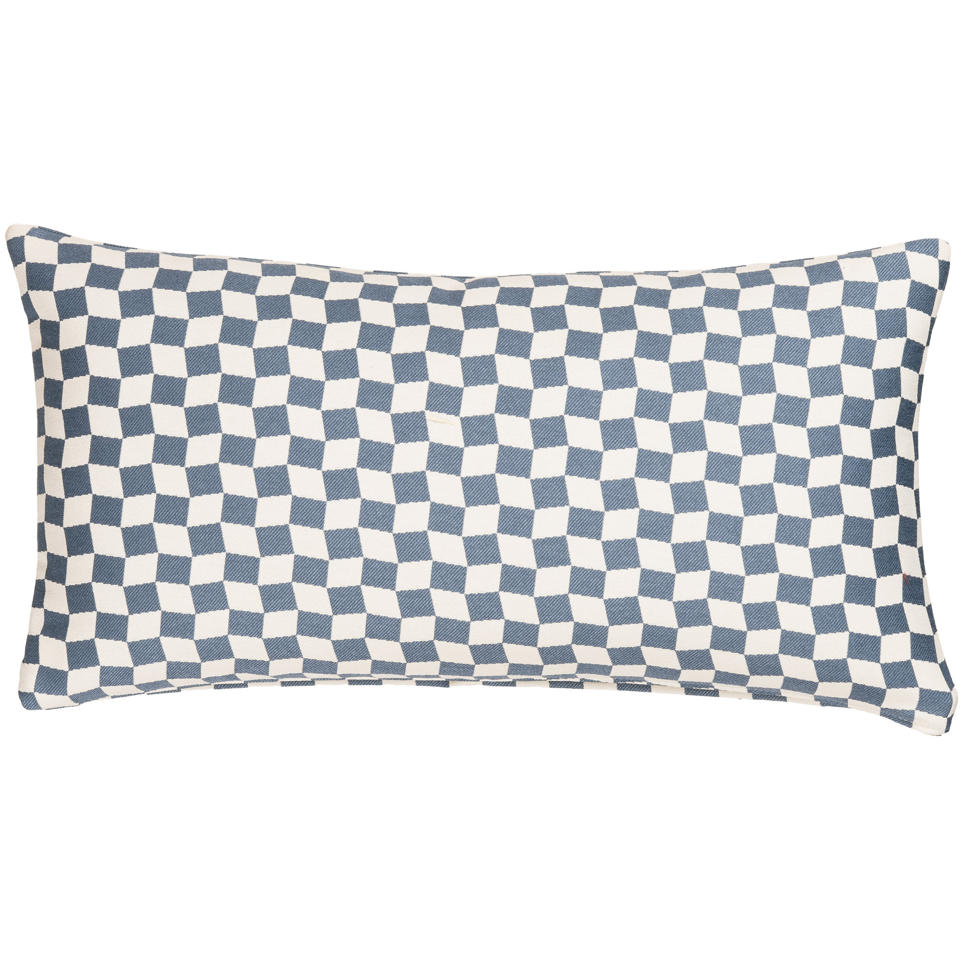 Terrace Accent Pillow, Rectangular 14"H x 26"W, Cream/Blue Geometric, Feather