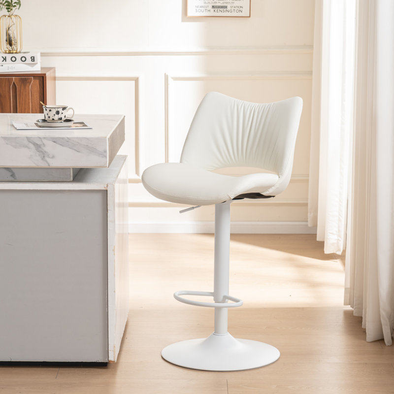 Tabouret de bar pivotant à hauteur réglable Tabouret de bar moderne en similicuir avec structure en métal, Blanc