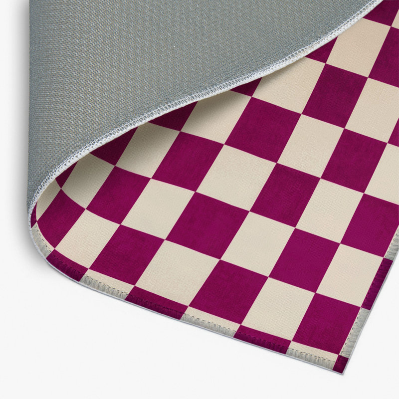 Checkered Beige Indoor and Outdoor Area Rug, Rectangle 2' x 3'