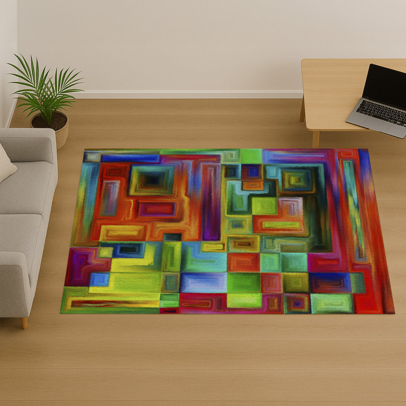 Geometric Area Rug, Runner 70 x 140 cm