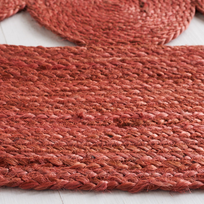Tapis en jute tissé à la main en fibres naturelles, Rond 3 pi