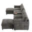 Canapé modulaire modulaire avec console, porte-gobelet, chargeur USB, repose-pieds de rangement mobile, conception à tirette et capitonnée, canapé en chenille surdimensionné en forme de U pour salon et appartement-1321939826