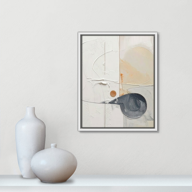 «Plastering III» par Alonza Saunders, Toile avec cadre, L 12,5 po x H 15,5 po, Flotteur blanc