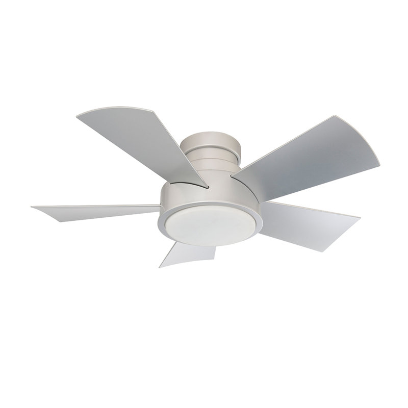 Vox 5 - Blade Indoor/Outdoor Smart Flush Mount Ceiling Fan with Remote Control and LED Light Kit, Works With Alexa and iOS or Android App