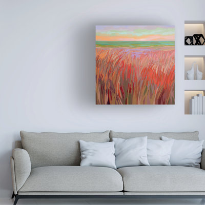Art mural sur toile tendue - «Beach Grass» par Jane Schmidt pour décoration de salon, de chambre à coucher ou de bureau - 24 x 24