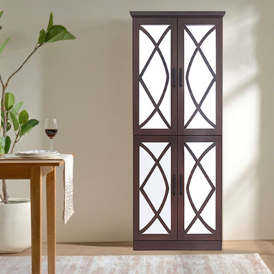 Armoire à chaussures de 68 pouces de hauteur avec portes, armoire de rangement à 8 niveaux avec tablettes réglables, armoire à chaussures moderne pour vestibule, couloir, placard, salon, noyer