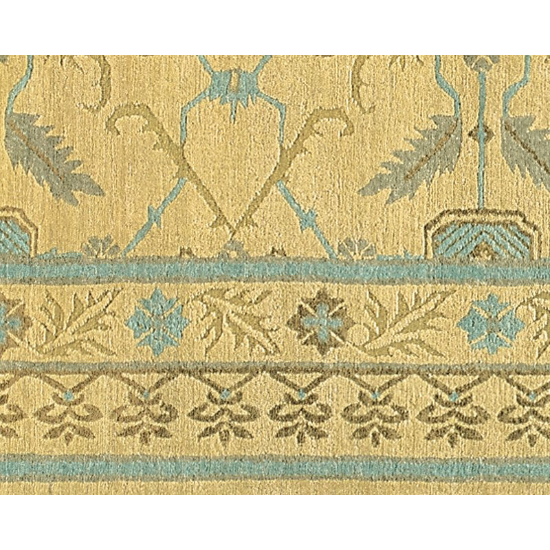 Etienne Wool Geometric Area Rug in Beige/Blue, Rectangle 6' x 9'