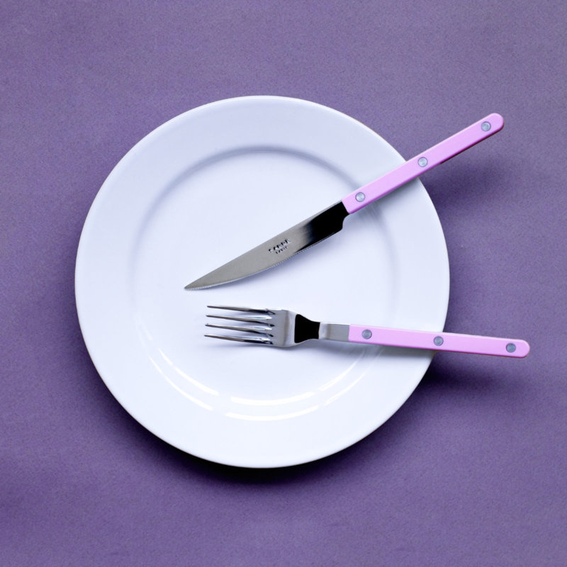 Bistrot Solid 4 - Piece Stainless Steel Flatware Set - Service for 1, Pink