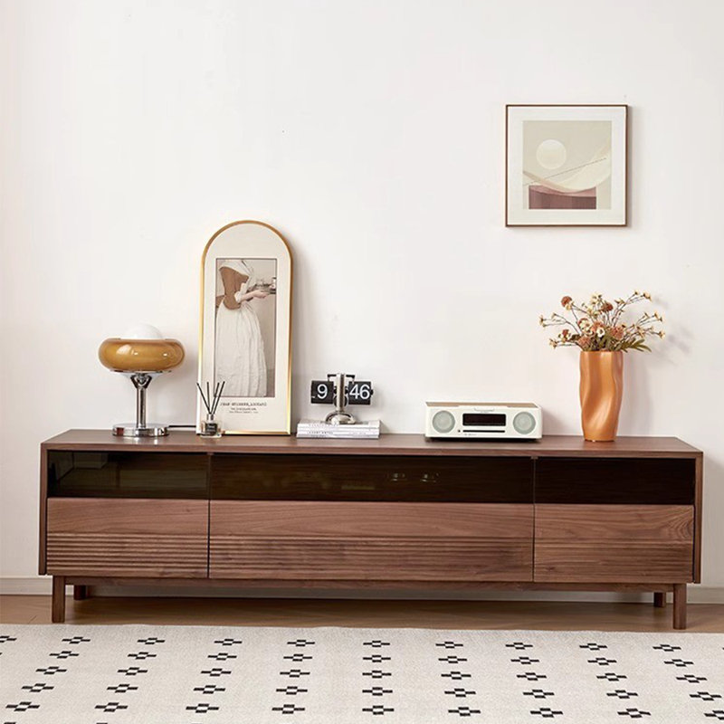 TV cabinet with open side design, 21.65”H x 70.86”L x 17.71”W
