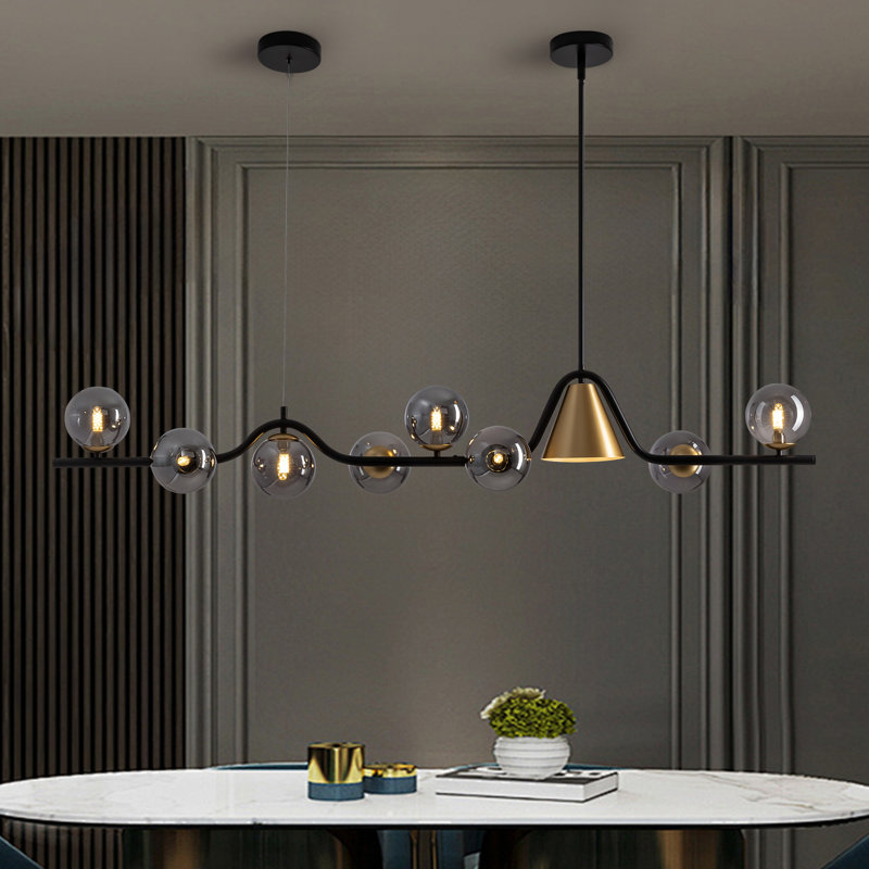 9-Light Spherical Chandelier with Dimmable Kitchen Island