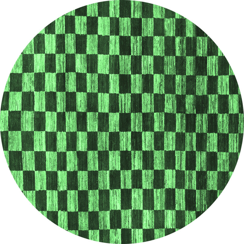 Washable Checkered Indoor Rug, Round 8'