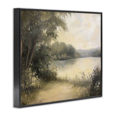 Shore of Peaceful Lake Framed Giclee, design by Petal Prints Design