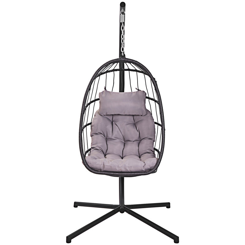 Chaise suspendue en osier pour l'extérieur, Gris clair, 38"