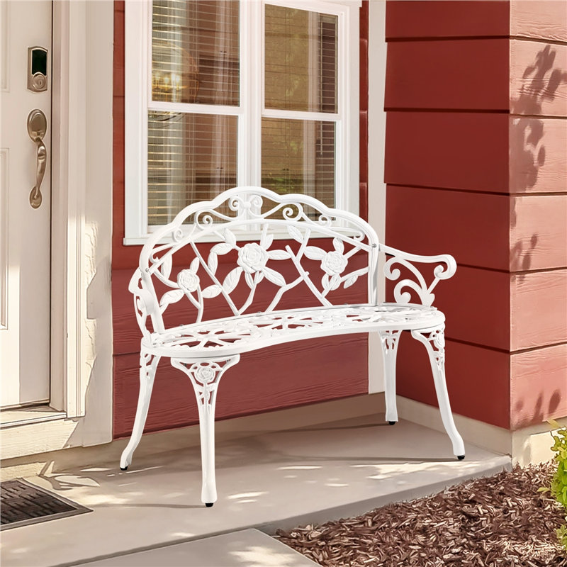Waterproof Metal Outdoor Bench, White