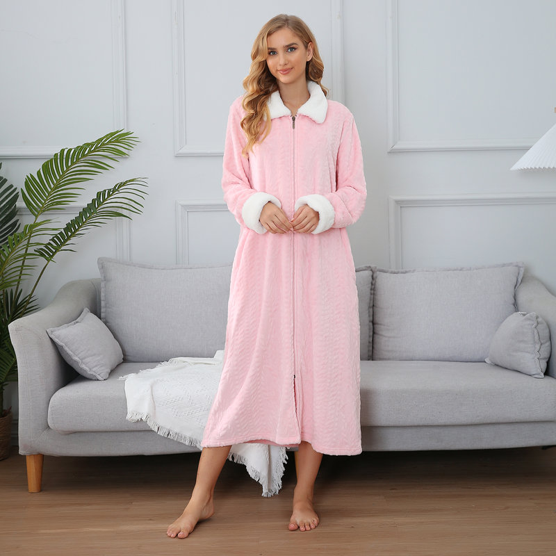 Peignoir à fermeture à glissière pour femmes, L