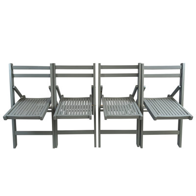 Solid Wood Folding Chair - Gray, Of 4, For Home And Outdoor Gatherings, , 220 Lbs Weight Limit Gray Chairs, 4 Comfort Durability