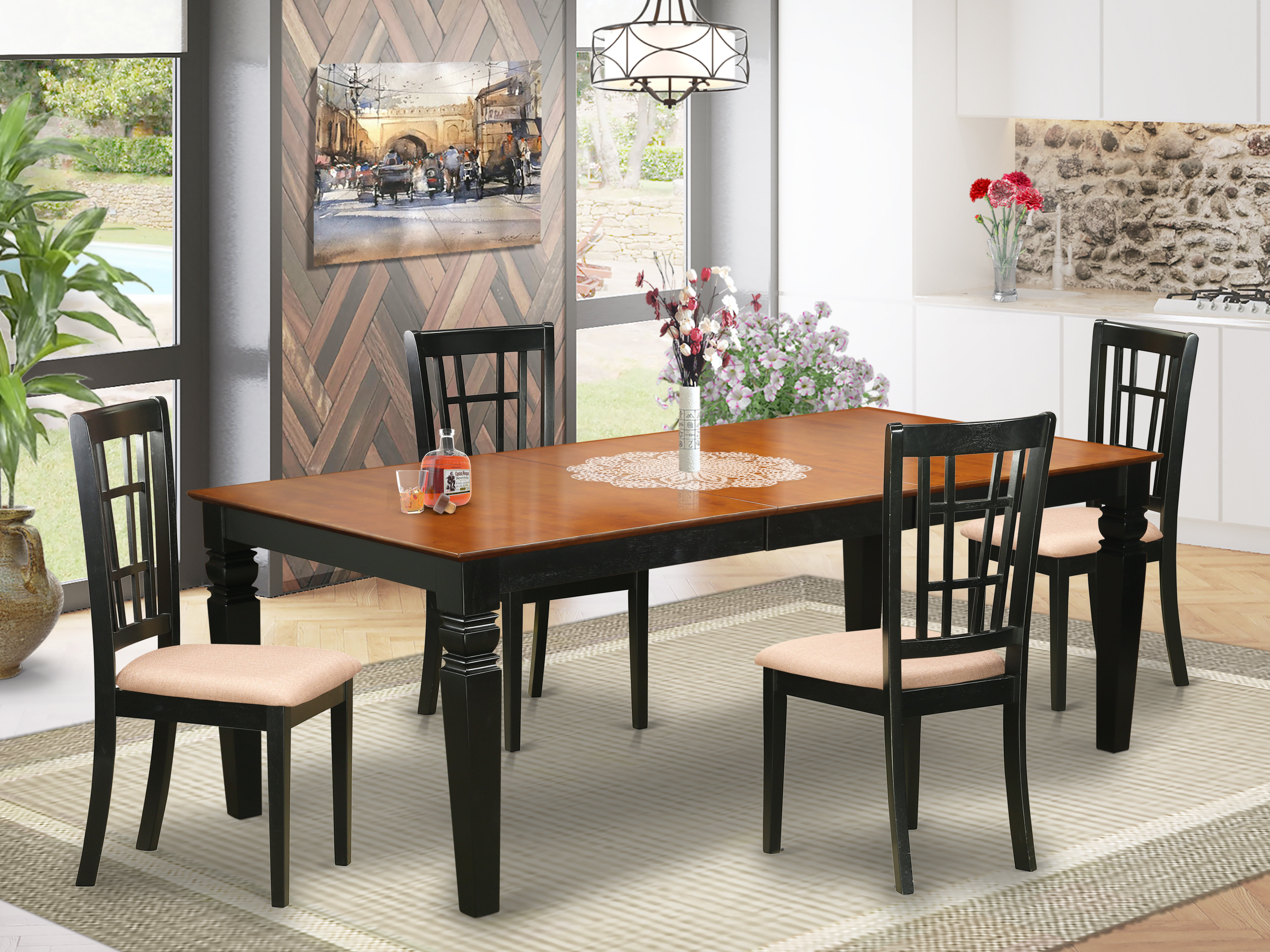 Darby Home Co Beesley 5 Piece Butterfly Leaf Solid Wood Dining Set ...