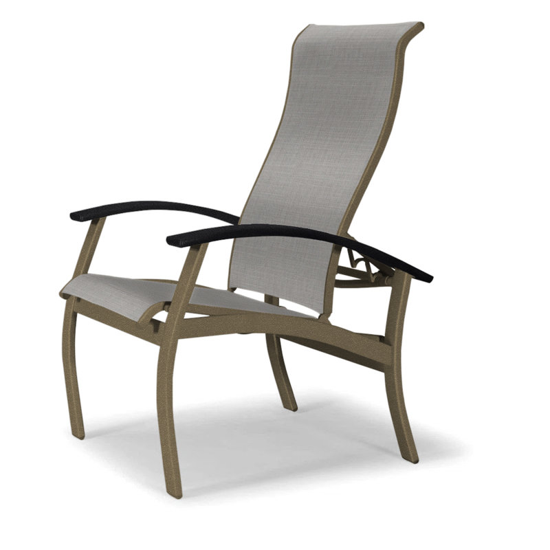 Chaise de patio Askar, Bois de plage texturé, Noir, Alliage Sunbrella®