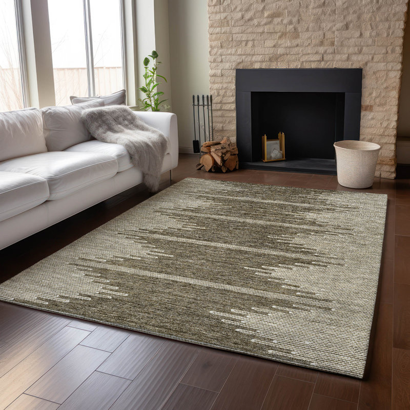 Premium Machine Washable Cerrito Coffee Rug, Rectangle 9' x 12'