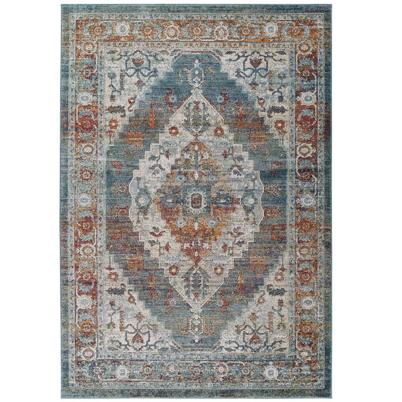 Tapis multicolore Tribute Camellia, Rectangle de 5 pi x 8 pi