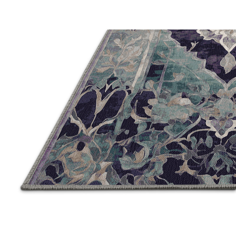 Machine Washable Gray Area Rug, Round 8'