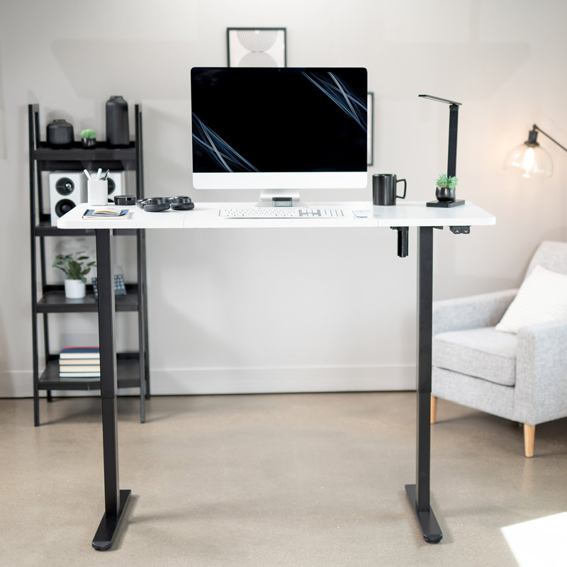 Bureau électrique à hauteur ajustable, série DESK-KIT-B06B, Blanc / Noir