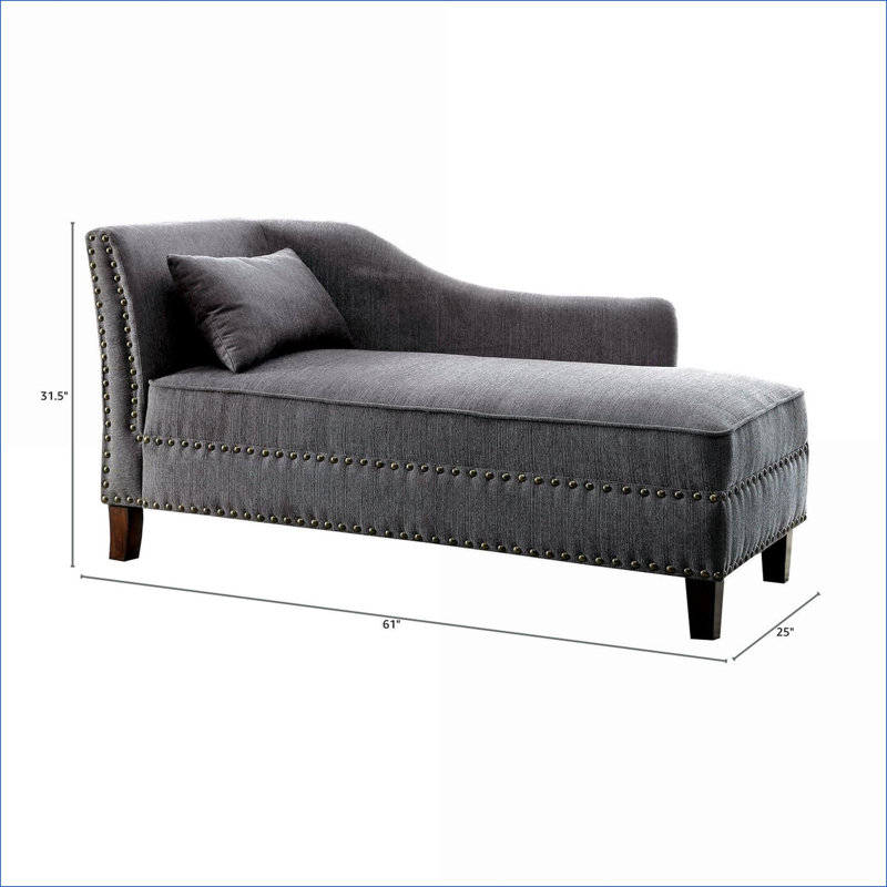 Chaise d'appoint en tissu moelleux gris ardoise avec garniture cloutée, avec coussin, pour adultes, meubles de salon, Gris