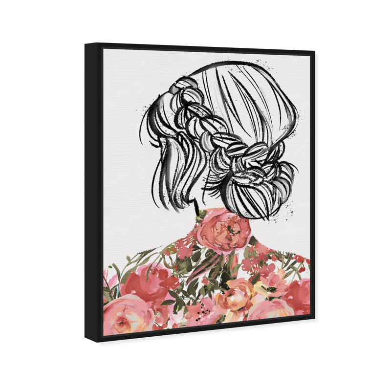 Portraits de printemps - peinture sur toile, Toile avec cadre noir, H 36 po x l 24 po