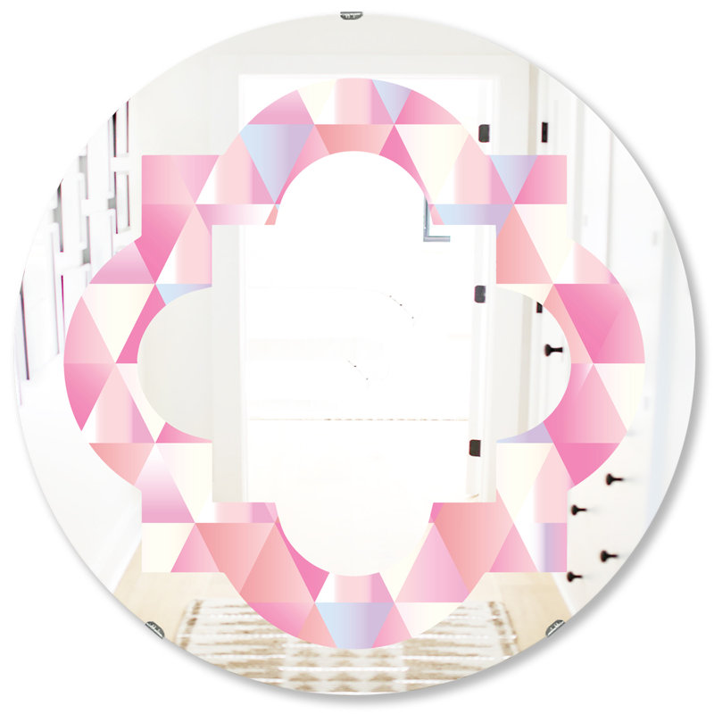 Miroir mural quadrilobe éclectique, H 31,5 po x l po