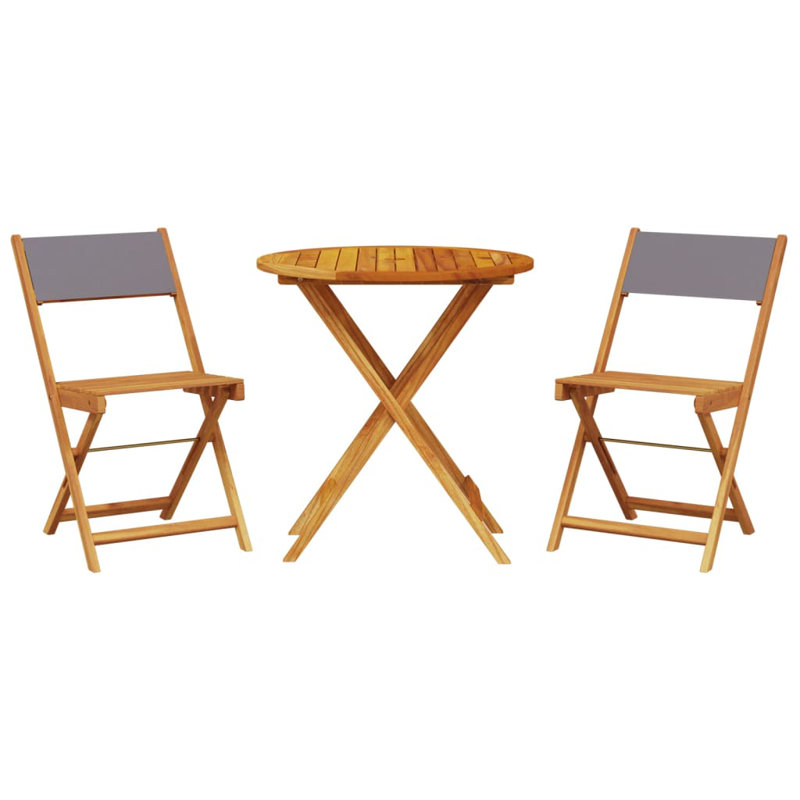 Quiara 2 - Person Wood Patio Dining Set with, Anthracite