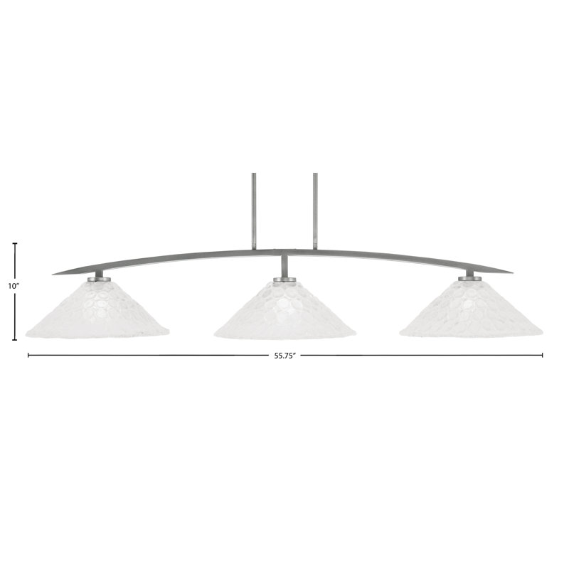 Verre à bulles 3 lumières kurve, H 10 po x l 55,75 po x P 16 po, Fumée, Graphite