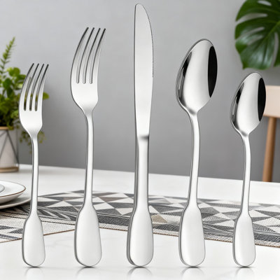 60-Piece Stainless Steel Silverware Set Service For 12, 18/10 Dishwasher Safe Flatware Cutlery Set With Colonial Handle For Home Restaurant Wedding Use